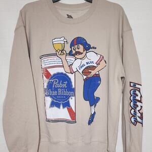 Pabst blue ribbon beer football men's medium sweatshirt-Faded